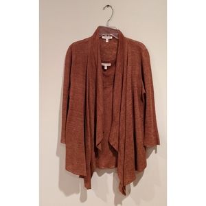 Eileen Fisher 2 pc set linen open front cardigan and tank top